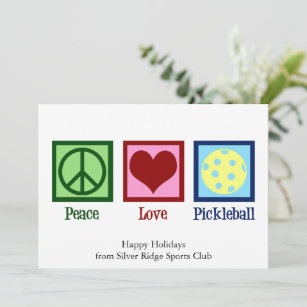 Peace Love Pickleball Cute Customizable Holiday Card