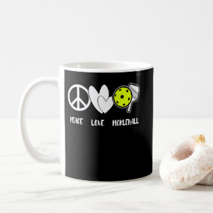 Peace Love Pickleball Funny Pickleball Paddle Coffee Mug