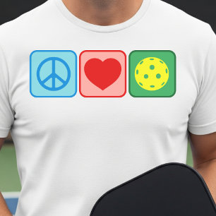 Peace Love Pickleball Mens Womens Minimalist White T-Shirt