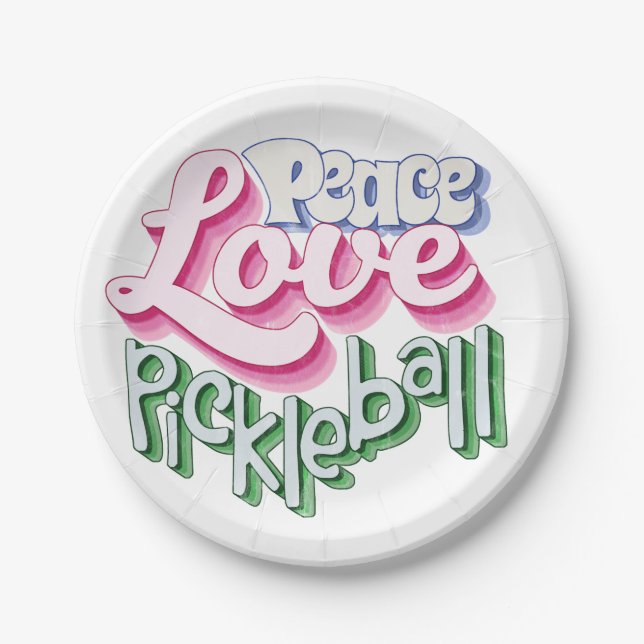 Peace Love Pickleball Paper Plate (Front)