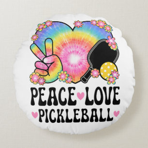 Peace Love Pickleball Round Pillow