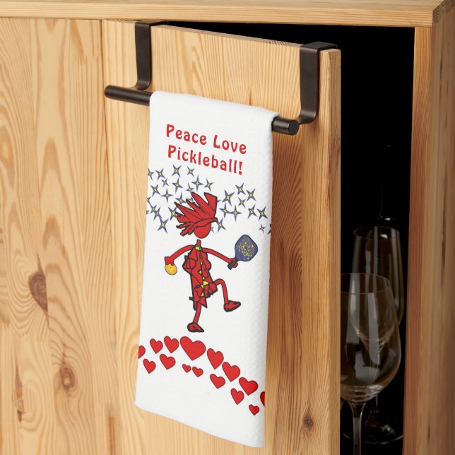 Peace Love Pickleball Serviettes de cuisine (Pliage en tiers)