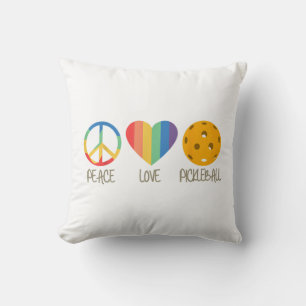 Peace Love Pickleball Throw Pillow