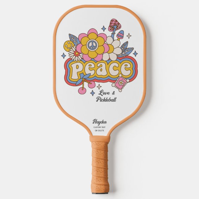 Peace Love & Pickleball Word Art Custom Text Name Paddle (Front)