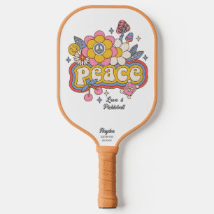 Peace Love & Pickleball Word Art Custom Text Name Pickleball Paddle