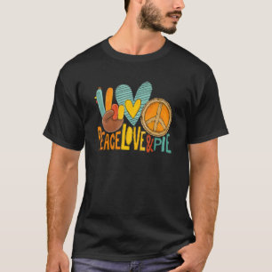 Peace Love Pie Thanksgiving Peace Sign Turkey Hand T-Shirt