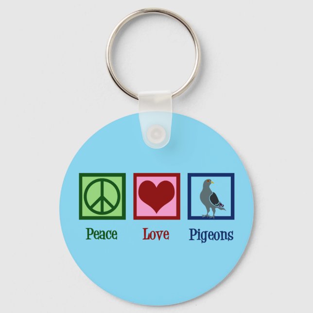 Peace Love Pigeons Keychain (Front)