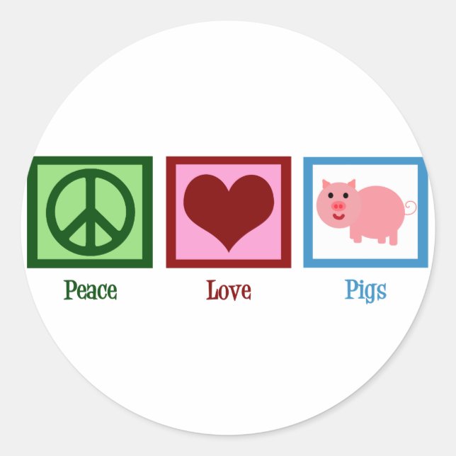 Peace Love Pigs Classic Round Sticker (Front)