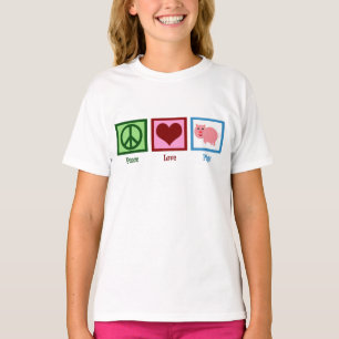 Peace Love Pigs Cute Farm Girl T-Shirt