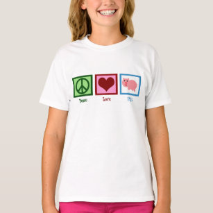 Peace Love Pigs Cute Farm Girl T-Shirt
