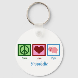 Peace Love Pigs Keychain