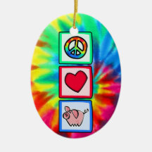 Peace, Love, Pigs Ornaments
