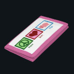 Peace Love Pigs Tri-fold Wallet<br><div class="desc">A peace sign, heart, and a pretty pink piggy for a cute farm animal gift. I love pigs.</div>