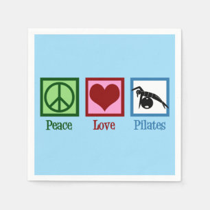 Peace Love Pilates Instructor Cute Blue Party Napkin