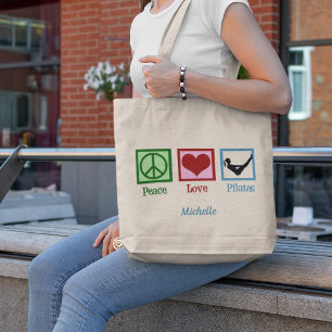 Peace Love Pilates Instructor Cute Personalized Tote Bag