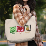 Peace Love Pineapple Large Tote Bag<br><div class="desc">I love to eat pineapple, it's my favourite food. A cute Hawaiian fruit gift.</div>
