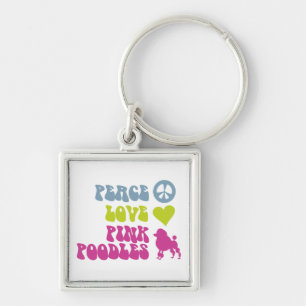 Peace Love Pink Poodles key chain, customize Keychain