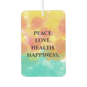 Peace Love Pink Yellow Turquoise Watercolor Air Freshener