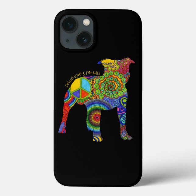 "Peace Love & Pit Bulls" Pop Art iPhone Case (Back)
