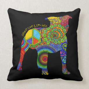 "Peace Love & Pit Bulls" Pop Art Pillow