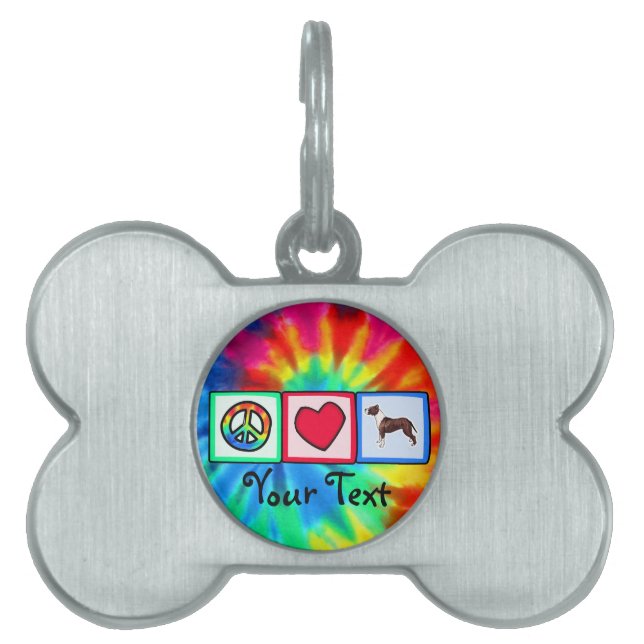 Peace, Love, Pitbulls Pet Tag (Front)