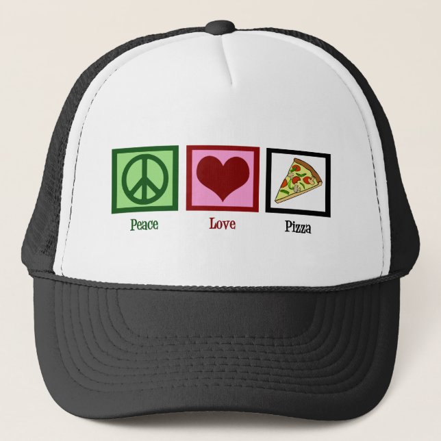 Peace Love Pizza Trucker Hat (Front)