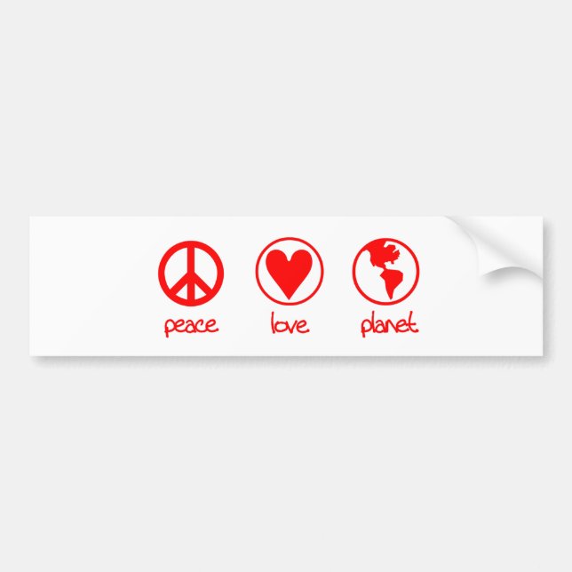 Peace Love Planet - Bumper Sticker (Front)
