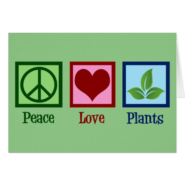 Peace Love Plante mignonne Plante Nursery Carte de (Devant horizontal)