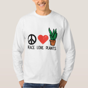 Peace Love Plants Gardening Hippie Gardener Men Wo T-Shirt