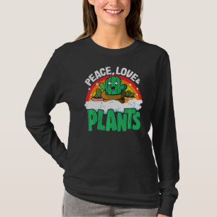 Peace Love & Plants Retro Rainbow Succulents Plant T-Shirt