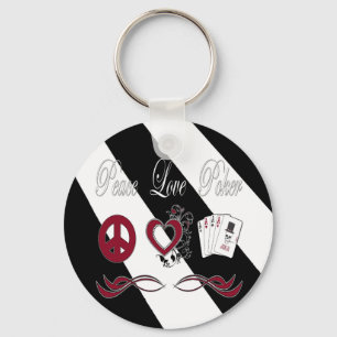 Peace Love Poker Keychain