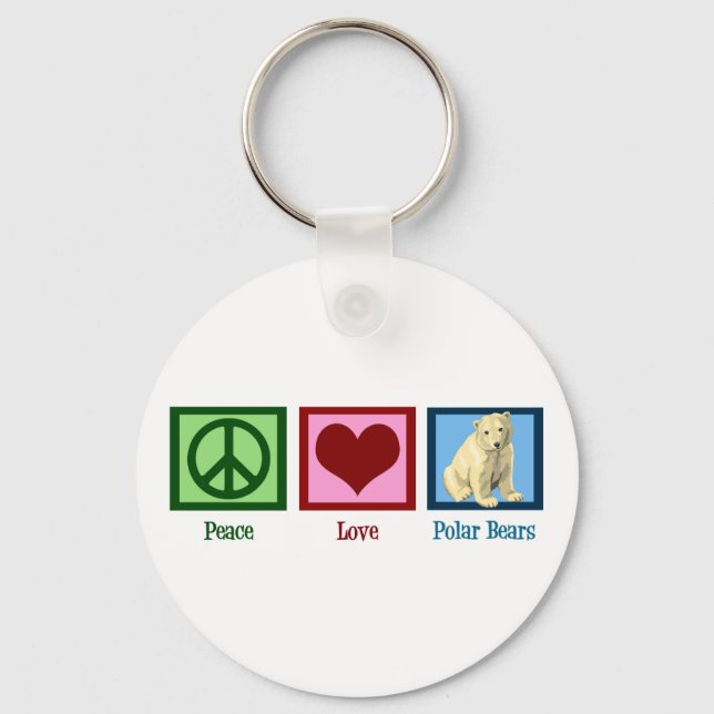 Peace Love Polar Bears Keychain (Front)