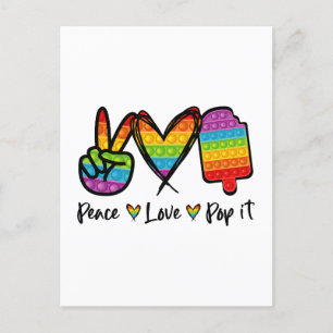 Peace Love Pop It Cartes Postales, Rainbow Pop It