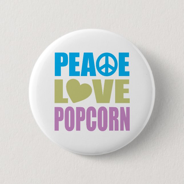 Peace Love Popcorn 2 Inch Round Button (Front)