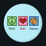 Peace Love Pottery Magnet<br><div class="desc">A pretty pottery magnet gift for an artist who uses clay and a kiln to make ceramic arts and pots. A cute green peace sign, red heart, and a beautiful pottery bowl image from Graphics Factory. A nice potter present or a great way to advertise your ceramics classes or pottery...</div>