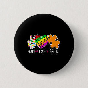 Peace Love Pre-K Autism Awareness - 100 days smart 2 Inch Round Button