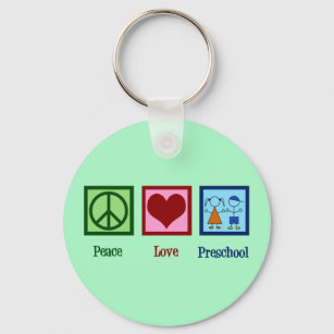Peace Love Preschool Teacher Keychain