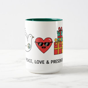 Peace, Love & Presents Christmas Two-Tone Coffee Mug