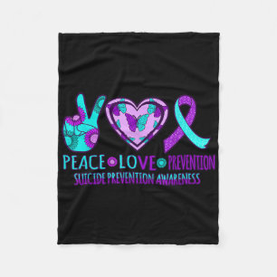 Peace Love Prevention Happy Suicide Awareness Grap Fleece Blanket