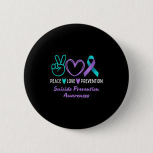 Peace Love Prevention Suicide Awareness Teal Purpl 2 Inch Round Button