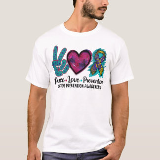 Peace Love Prevention Suicide Prevention Awareness T-Shirt