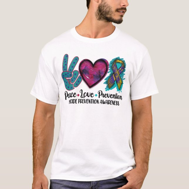 Peace Love Prevention Suicide Prevention Awareness T-Shirt (Front)