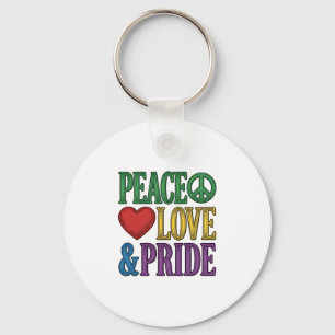 Peace Love Pride Vintage Engraving Vector Design_1 Keychain
