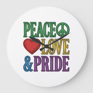 Peace Love Pride Vintage Engraving Vector Design_1 Large Clock