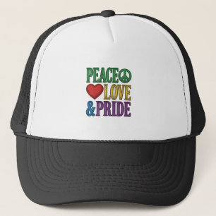Peace Love Pride Vintage Engraving Vector Design_1 Trucker Hat