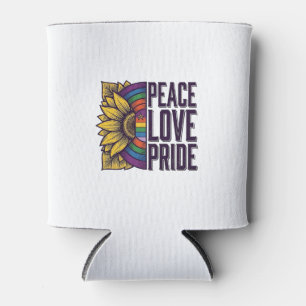 Peace Love Pride Vintage Flower Vector Shirt_1 Can Cooler