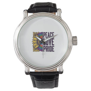 Peace Love Pride Vintage Flower Vector Shirt_1 Watch