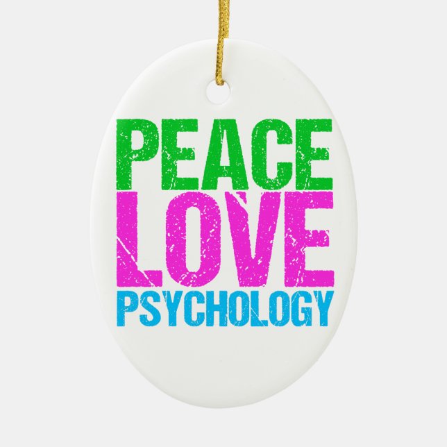 Peace Love Psychology Cute Ceramic Ornament (Front)