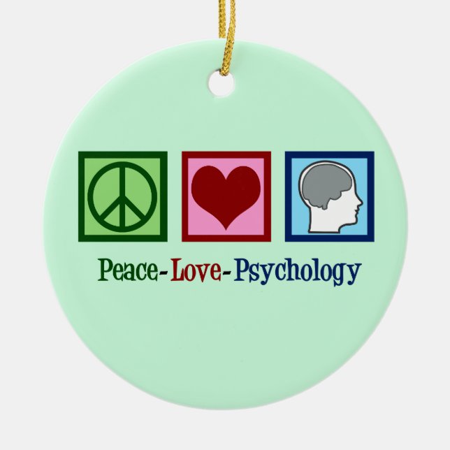 Peace Love Psychology Cute Psychologist Ceramic Ornament (Front)