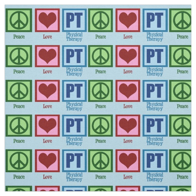 Peace Love PT Physical Therapist Fabric (Swatch)